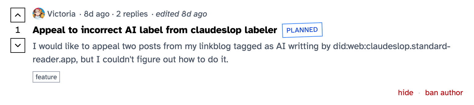 A planned piece of feedback