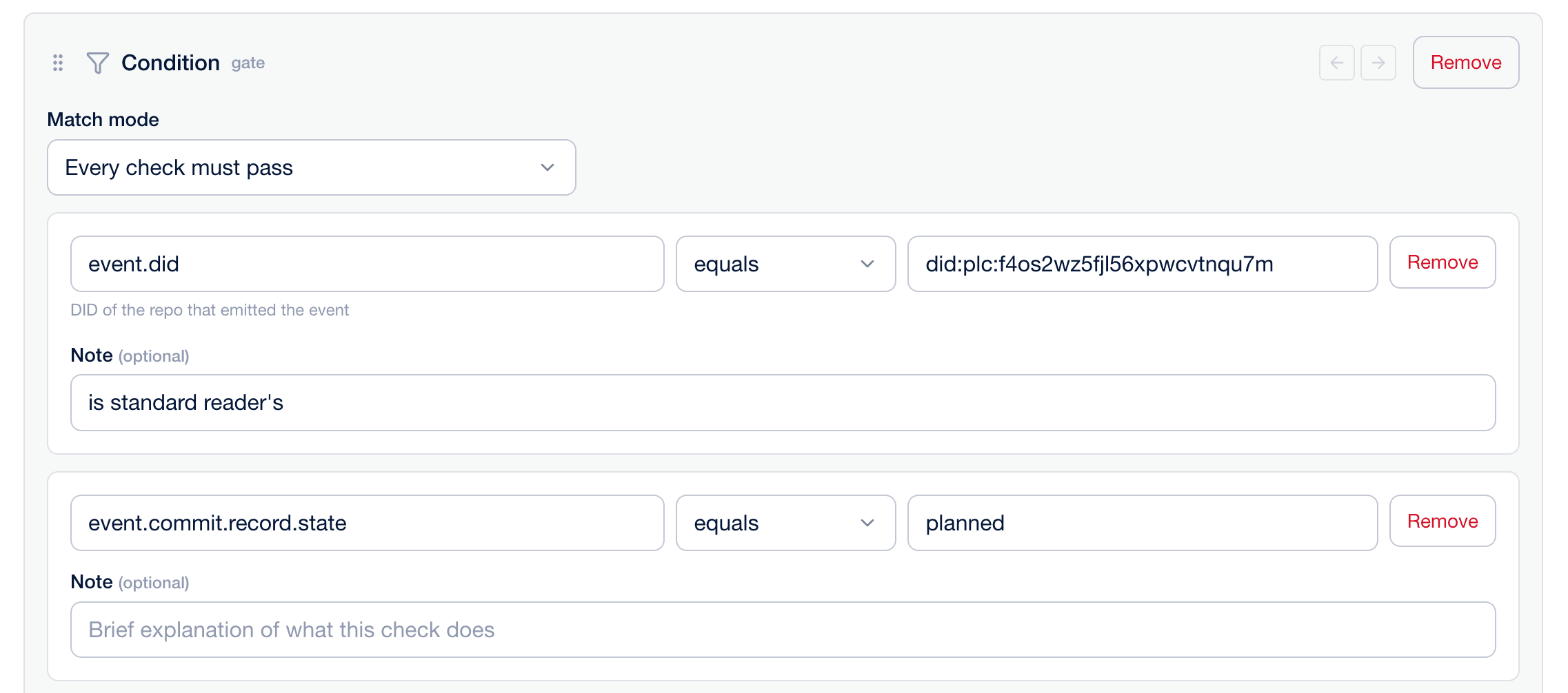 The condition for my workflow
