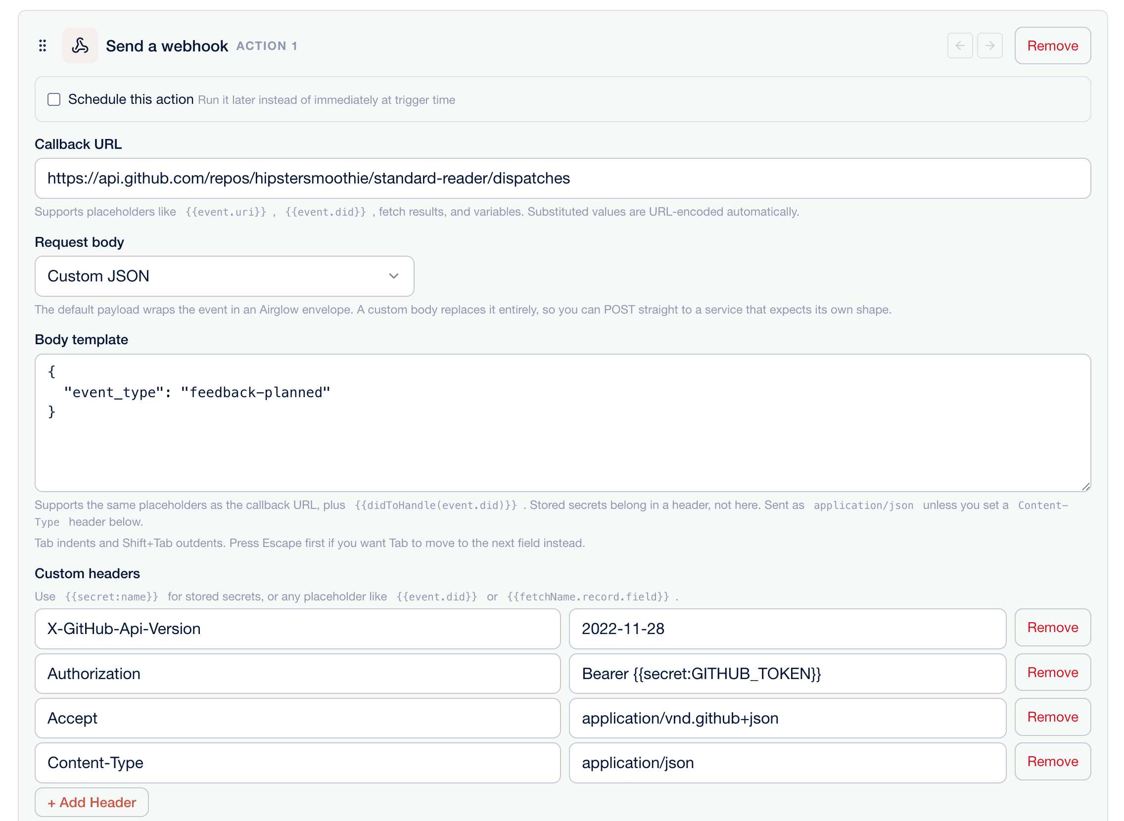 The webhook that is triggered