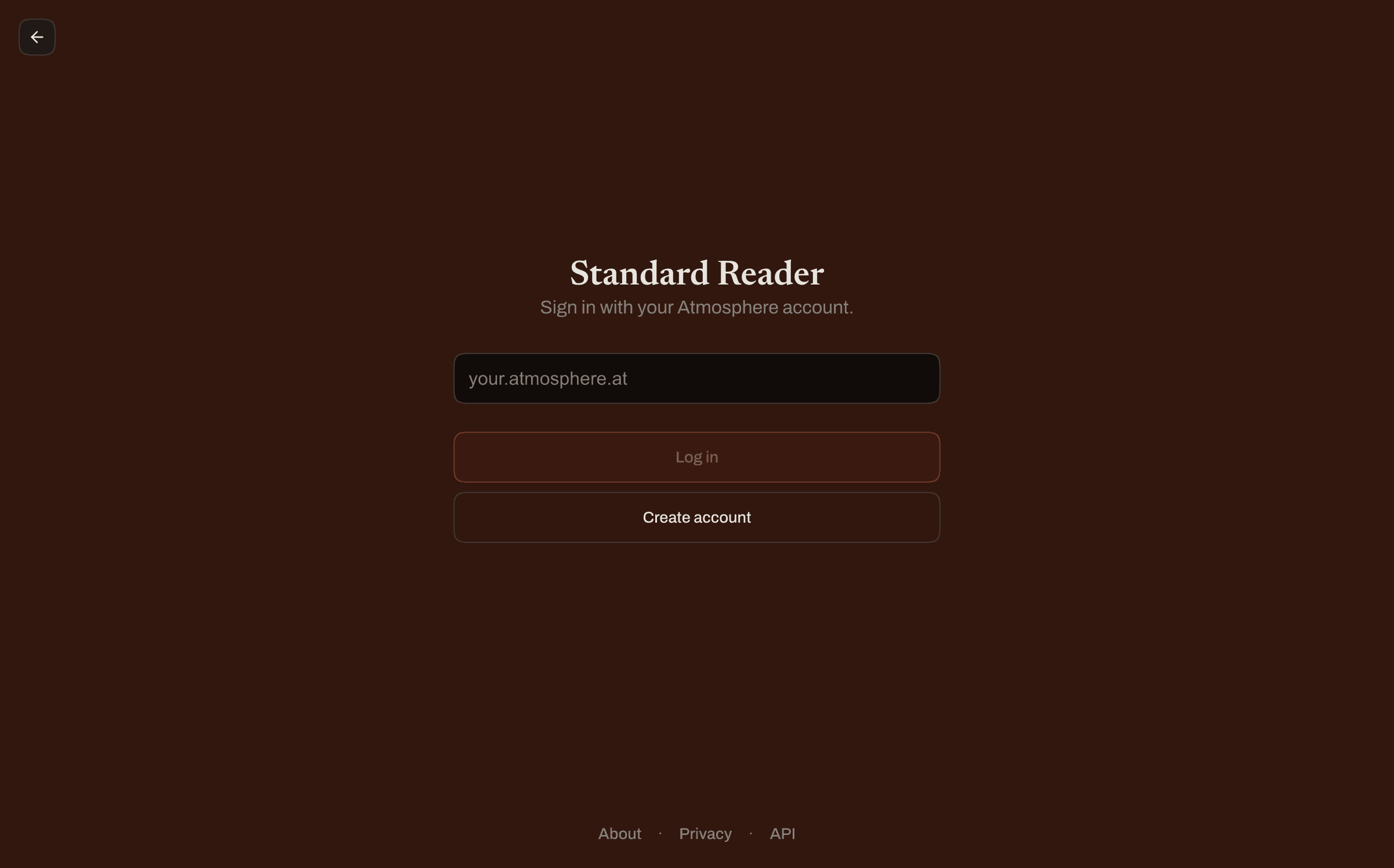 The login page